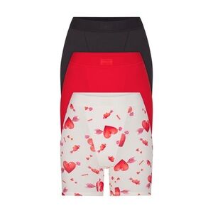 Skims Cotton Rib Boxer 3 Pack - Heart And Arrow Multi